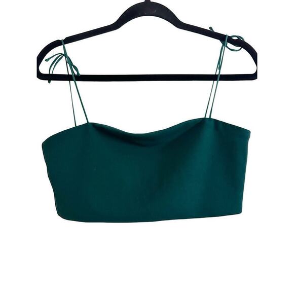 MESHKI Green Crop Cropped Cami Top Hook-And-Eye Closures - Sz Medium - Picture 1 of 4